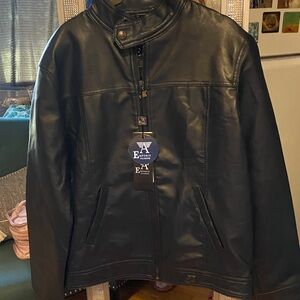 Emporio Armani Blue Leather Jacket